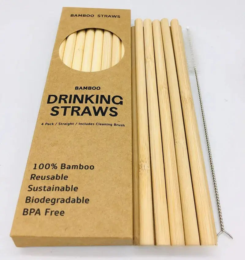 12pcs Reusable Bamboo Straws – Eco-Friendly Natural Drinking Straws + Brushstore