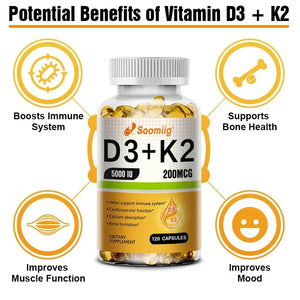 SOOMIIG Vitamin D3 + K2 Capsules: Bone & Immune Support - wellvy wellness store