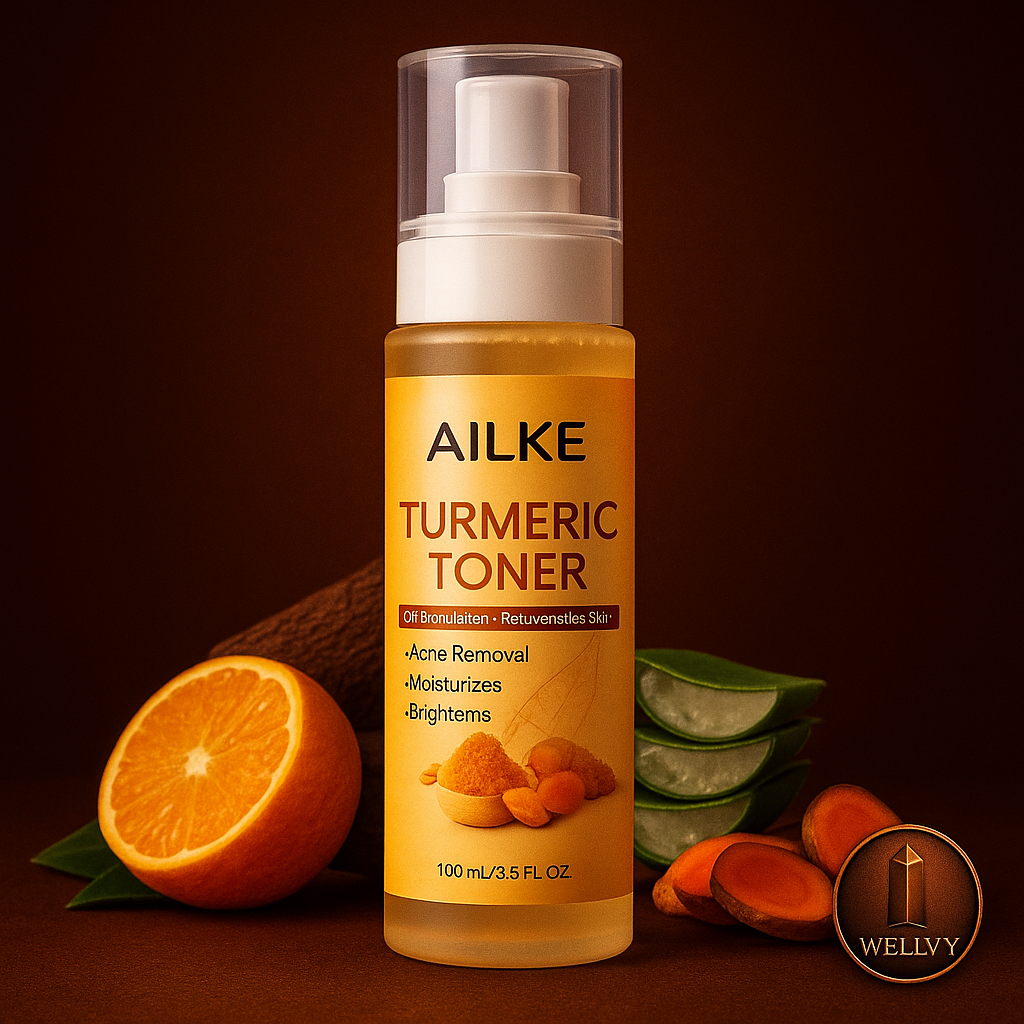 AILKE Organic Turmeric Vitamin C Facial Essence Toner – Anti-Acne, Brightening & Hydrating (100ml) wellvy wellness store